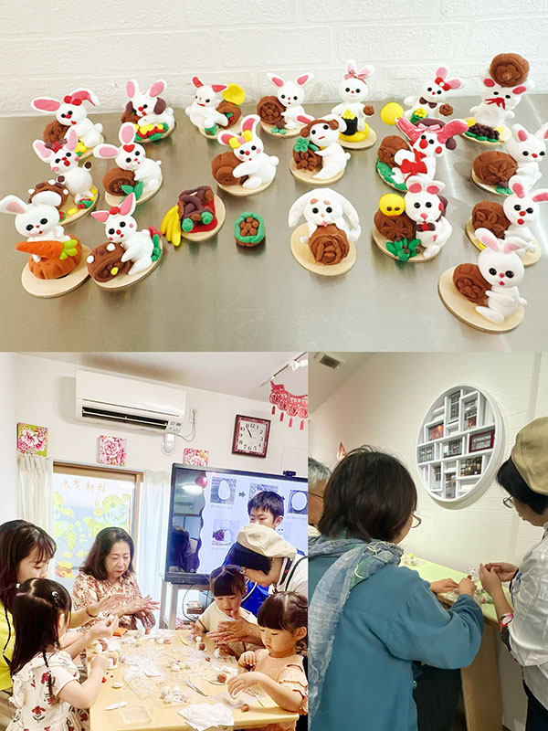 參加者認真捏麵人的模樣及作品